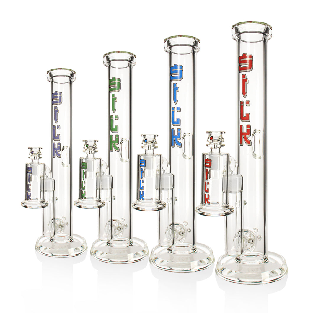 17" 10mm Straight Tube with Triple Inline Perc and Ash Catcher Glass Bong Small Biz Distributors