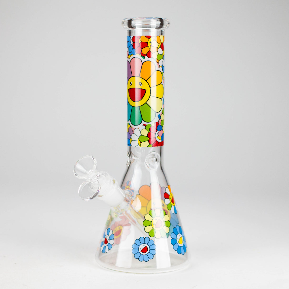 10″ Smile Flower Design Glass Beaker Bong Glass Bong 777 Smoke Design 1