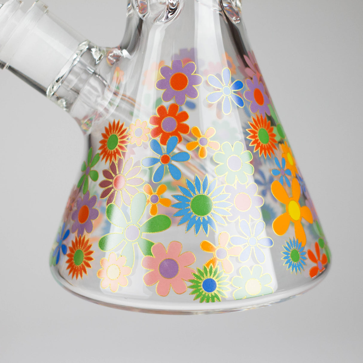 14″ 7mm Glass Beaker Bong with Assorted Flower Design & Ice Catcher Glass Bong 777 Smoke
