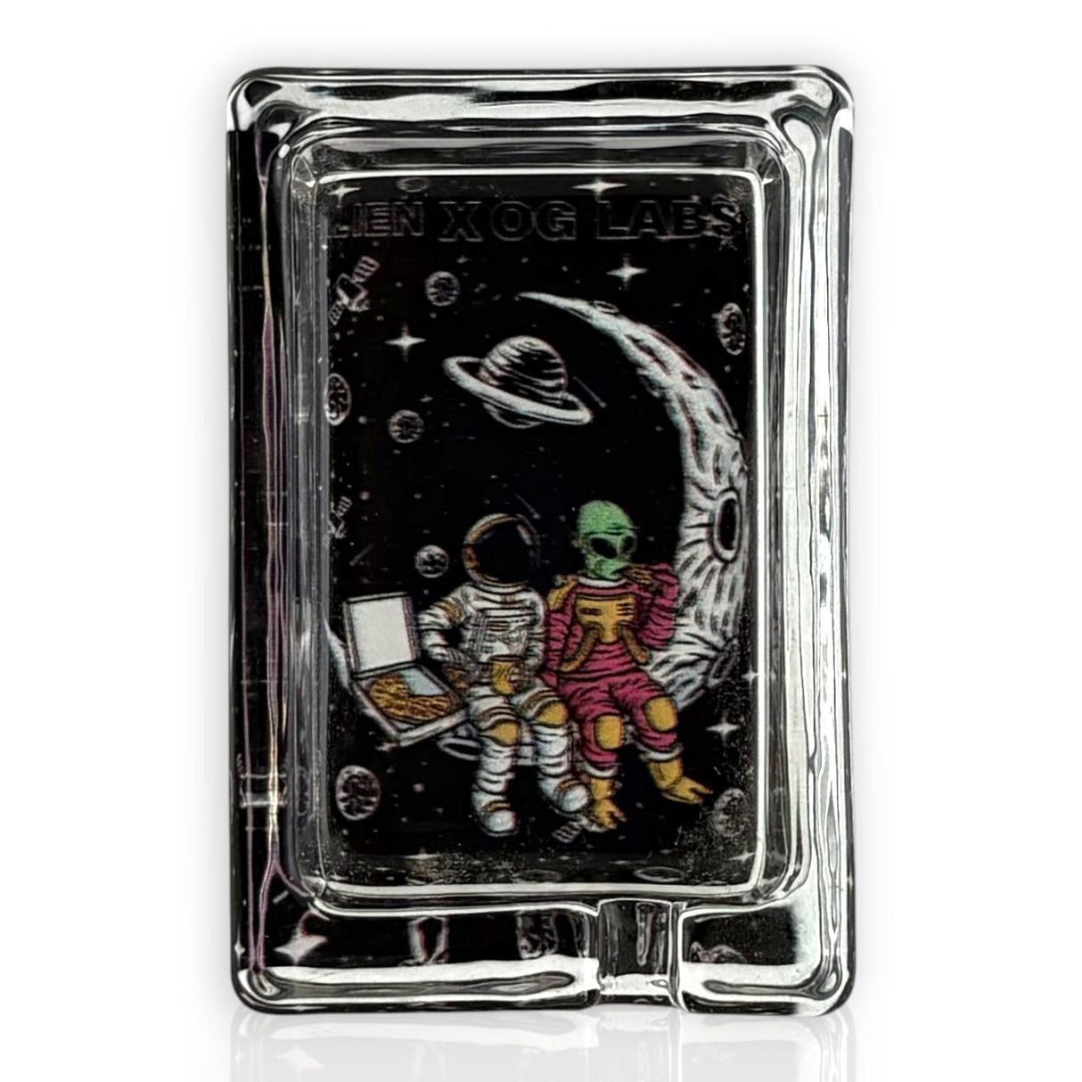 Green Planet Rectangle Glass Ashtrays – 6 Pack Display (85mm)