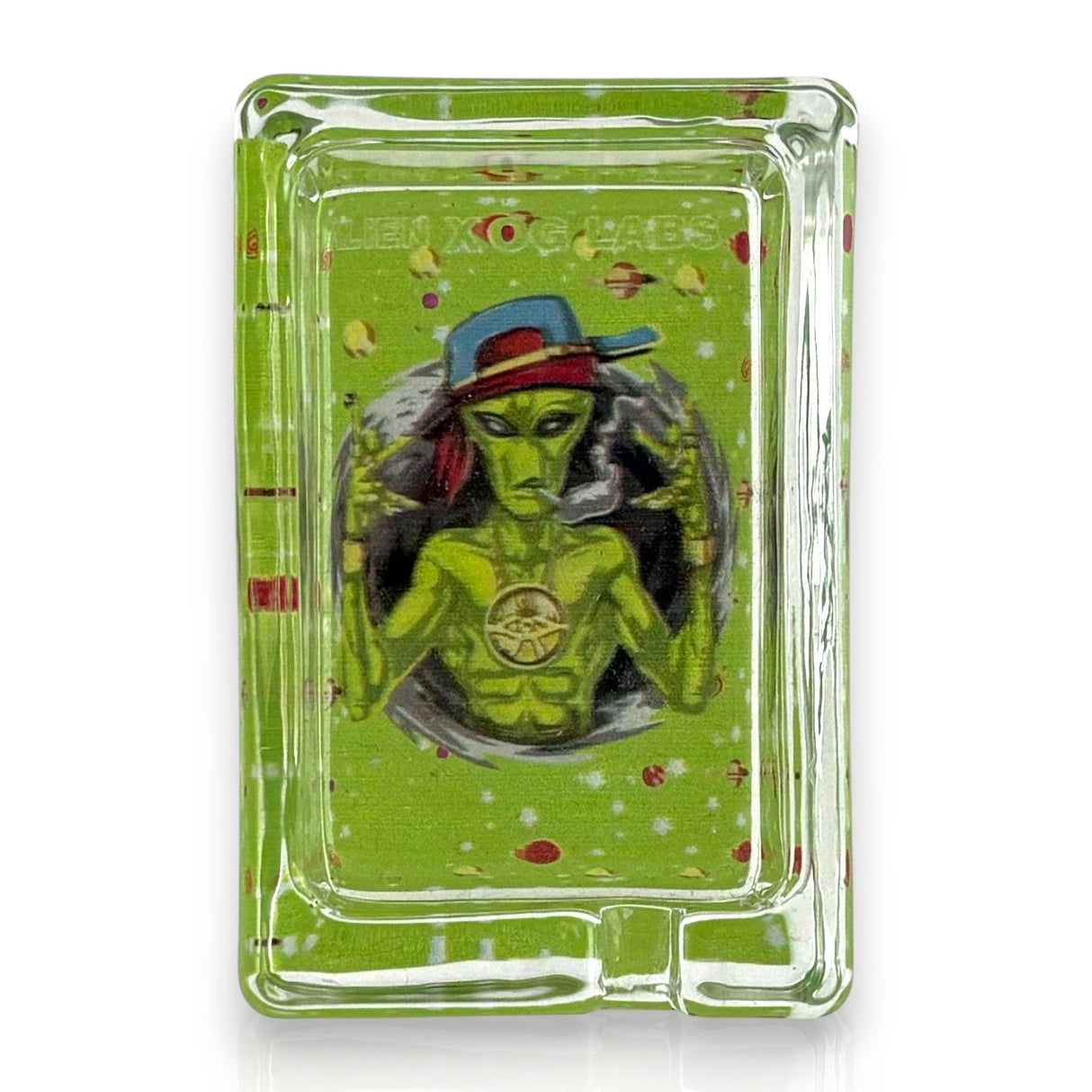 Green Planet Rectangle Glass Ashtrays – 6 Pack Display (85mm)