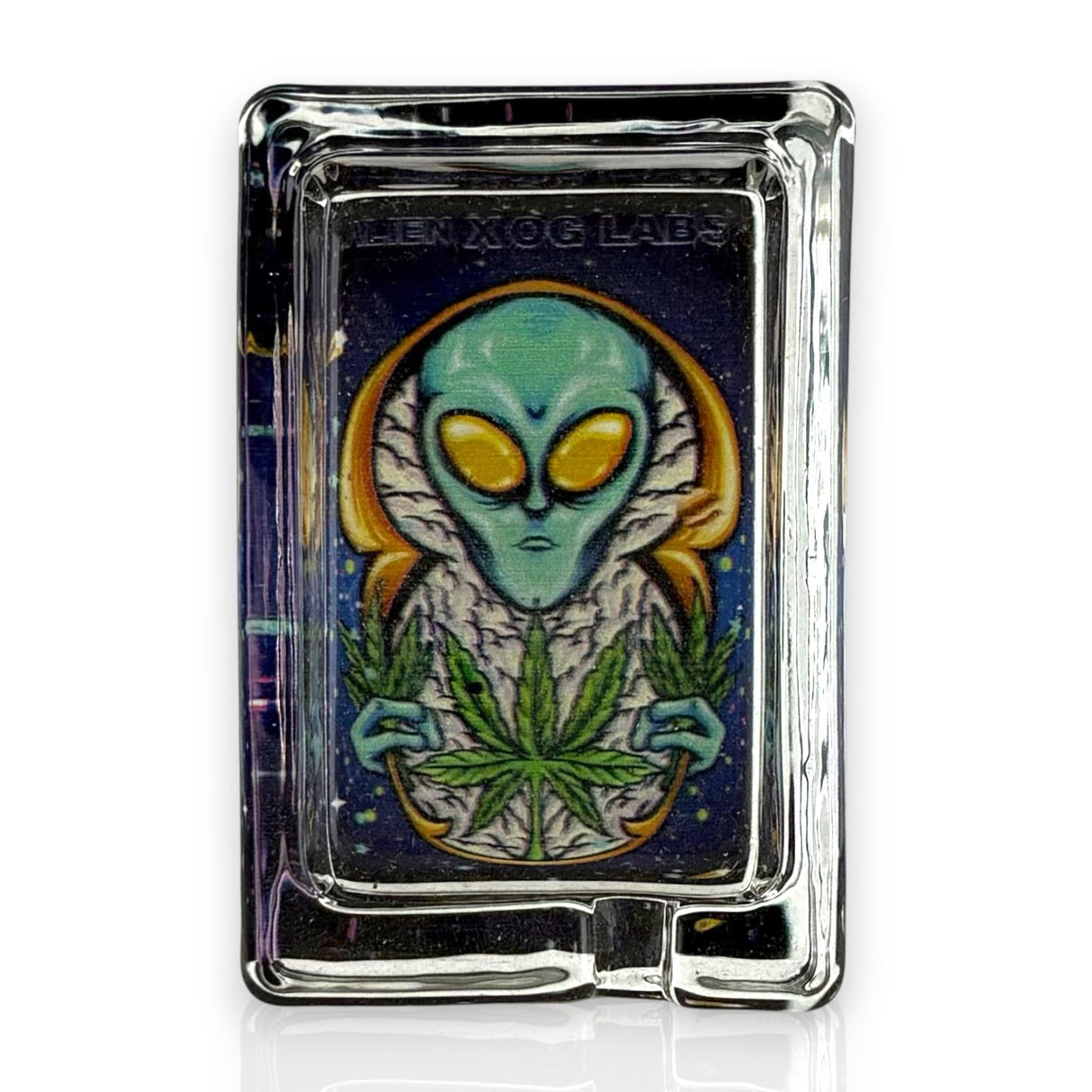 Green Planet Rectangle Glass Ashtrays – 6 Pack Display (85mm)