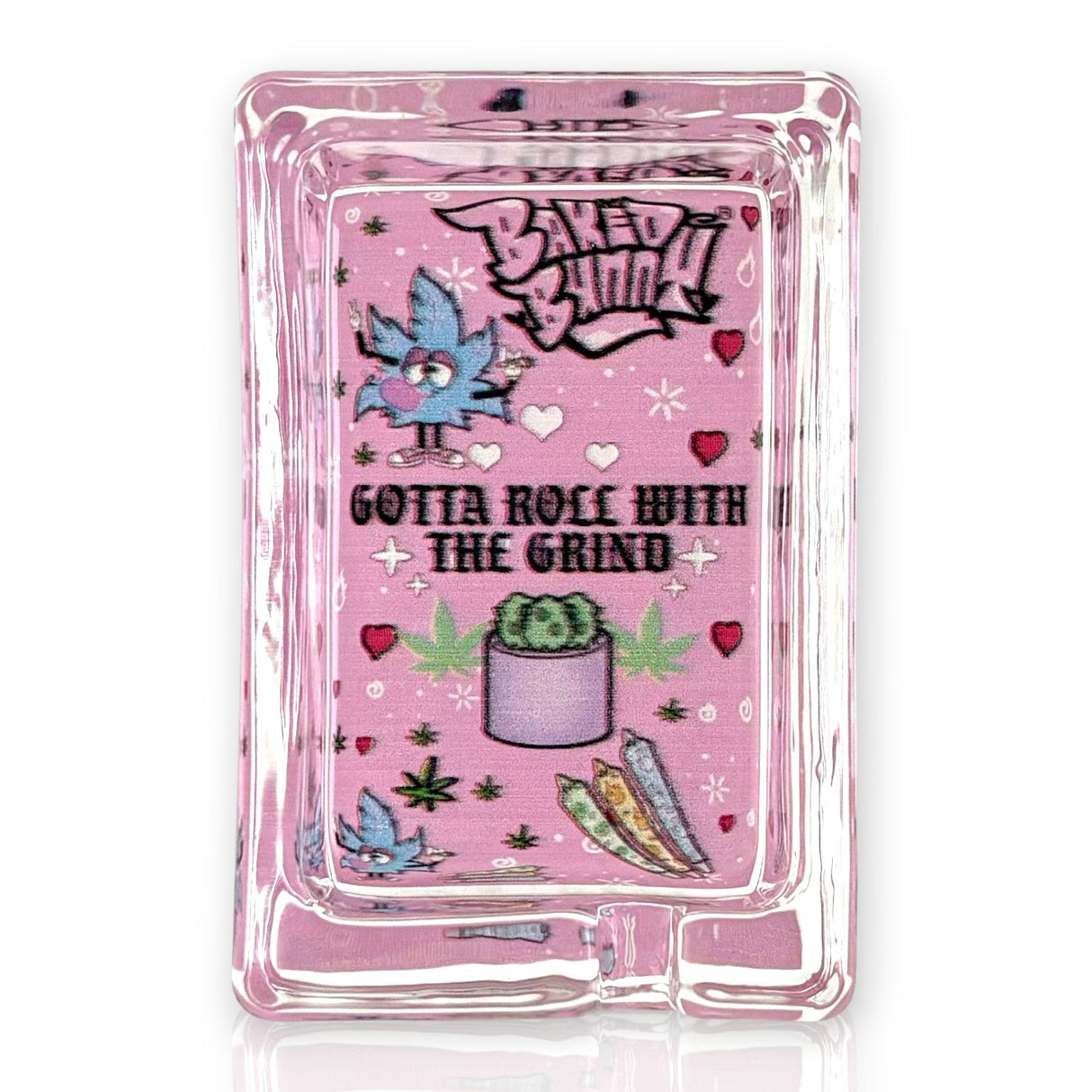 Green Planet Rectangle Glass Ashtrays – Pink Design Series (6 Pack Display)