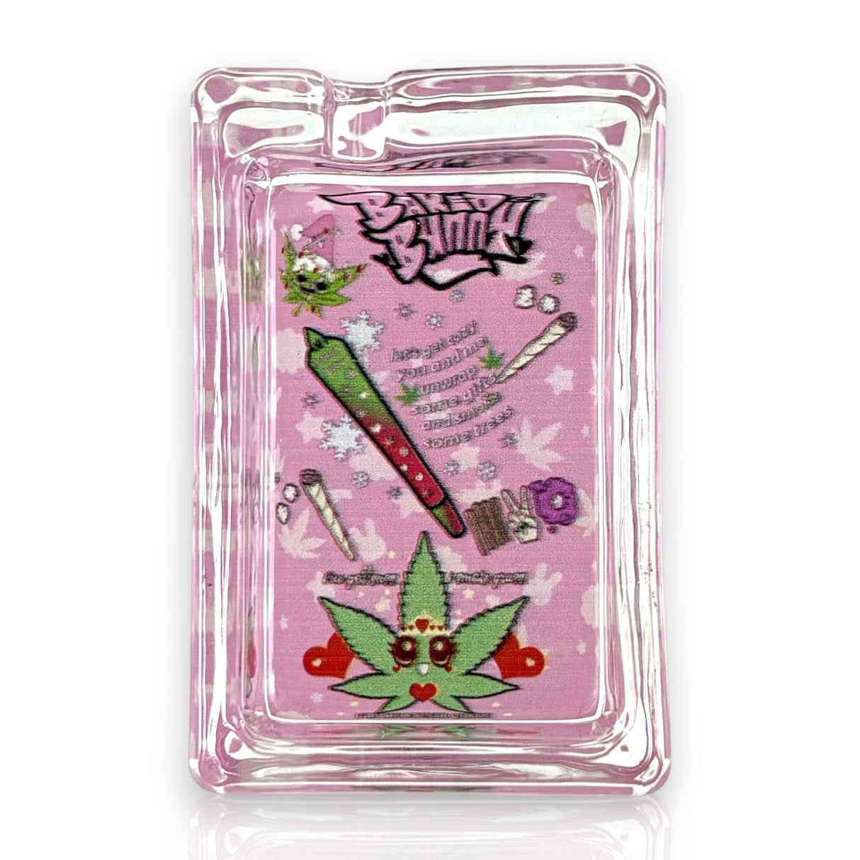 Green Planet Rectangle Glass Ashtrays – Pink Design Series (6 Pack Display)