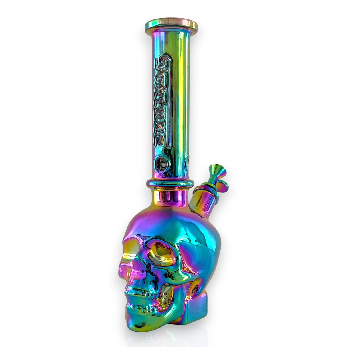 Fortune | 14" Electroplated 7MM Skull Bong Glass Bong Fortune Rainbow