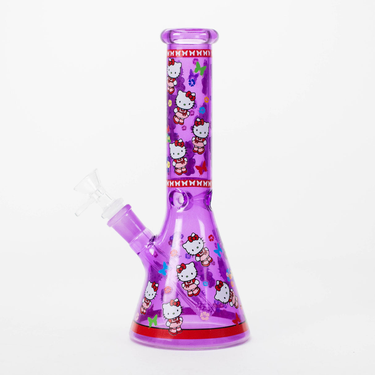 10" Glass Beaker Bong With New Kitty Design Glass Bong 777 Smoke Purple