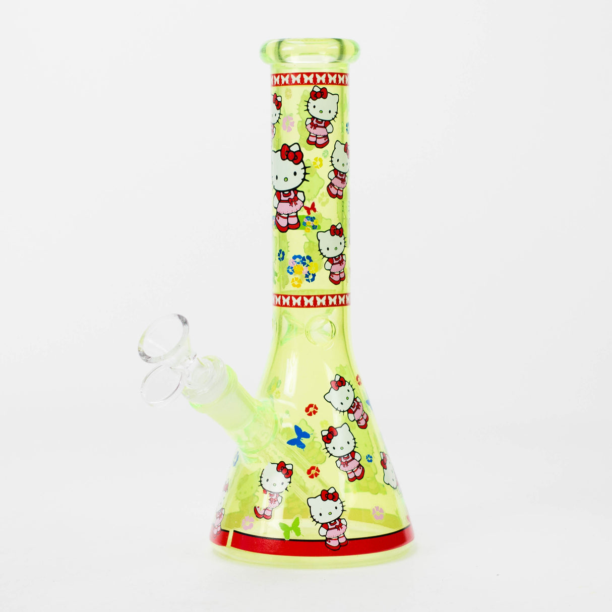 10" Glass Beaker Bong With New Kitty Design Glass Bong 777 Smoke Green