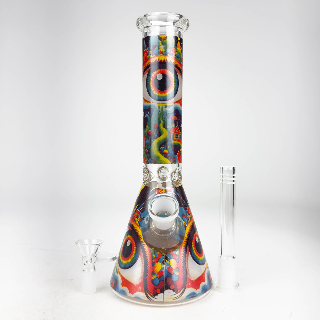10″ Eyes Design Glass Beaker Water Pipe Glass Bong 777 Smoke