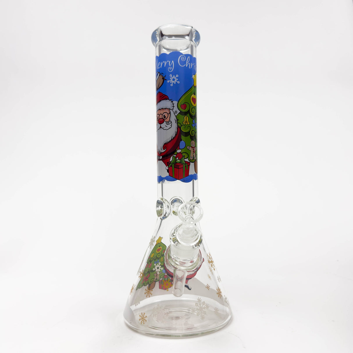 14" Holiday Series 7mm Thick Glass Water Bong – Glow in the Dark Glass Bong LEHIGH WHOLESALE KRAZY SANTA SPARROW