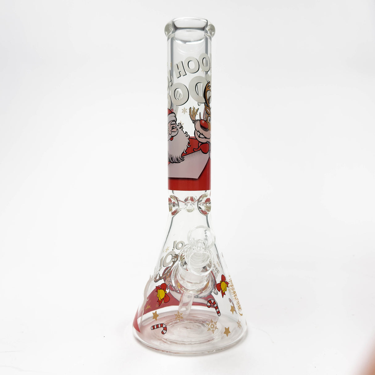 14" Holiday Series 7mm Thick Glass Water Bong – Glow in the Dark Glass Bong LEHIGH WHOLESALE JOLLY REINDEER SANTA