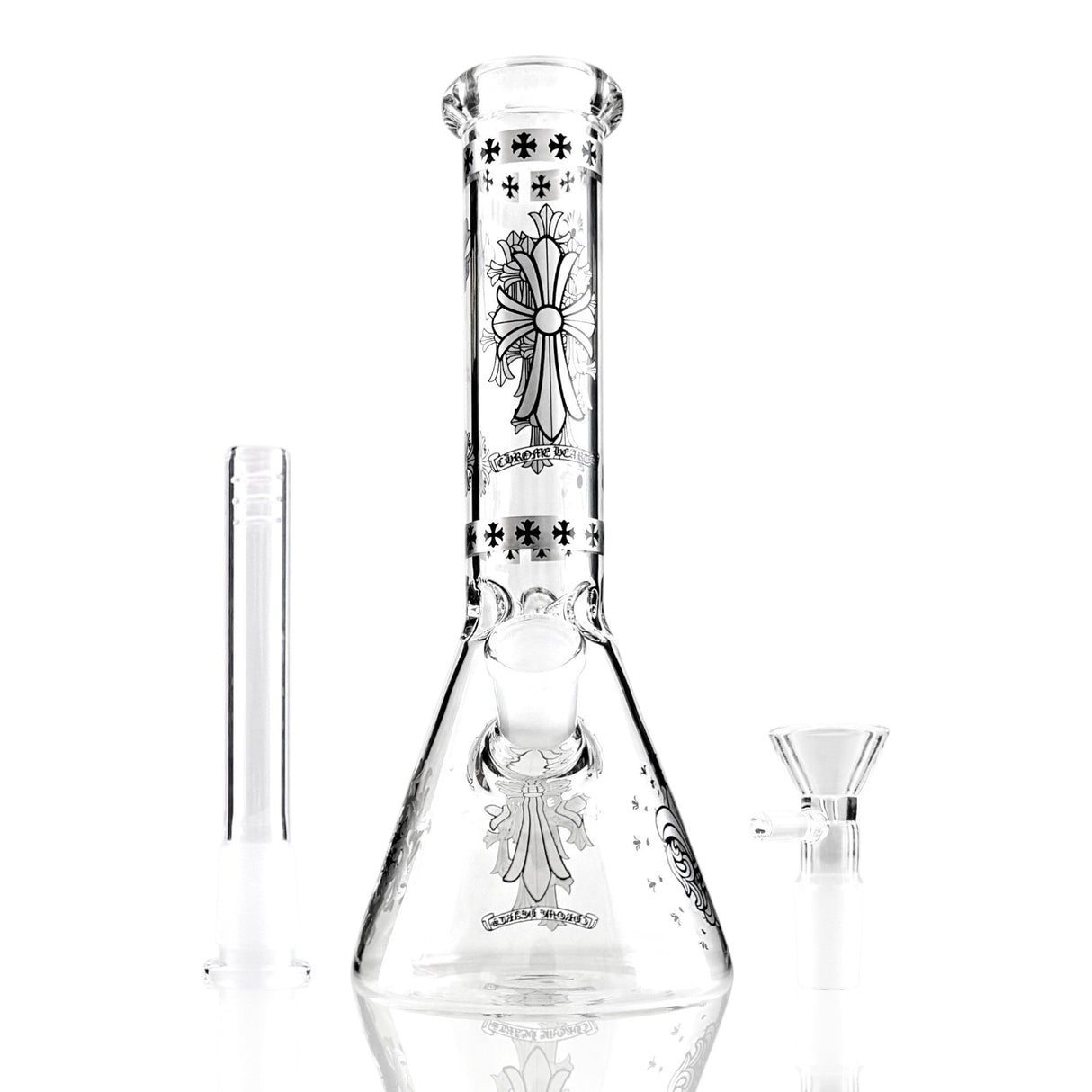 10" Gothic Cross Beaker Bong Series – 4mm Thick Glass Glass Bong Super Supplys Inc Design B