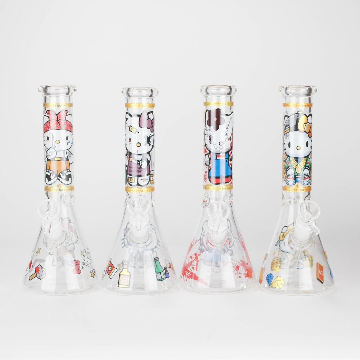 10" Wild Kitty Design Glass Beaker Bong Glass Bong 777 Smoke