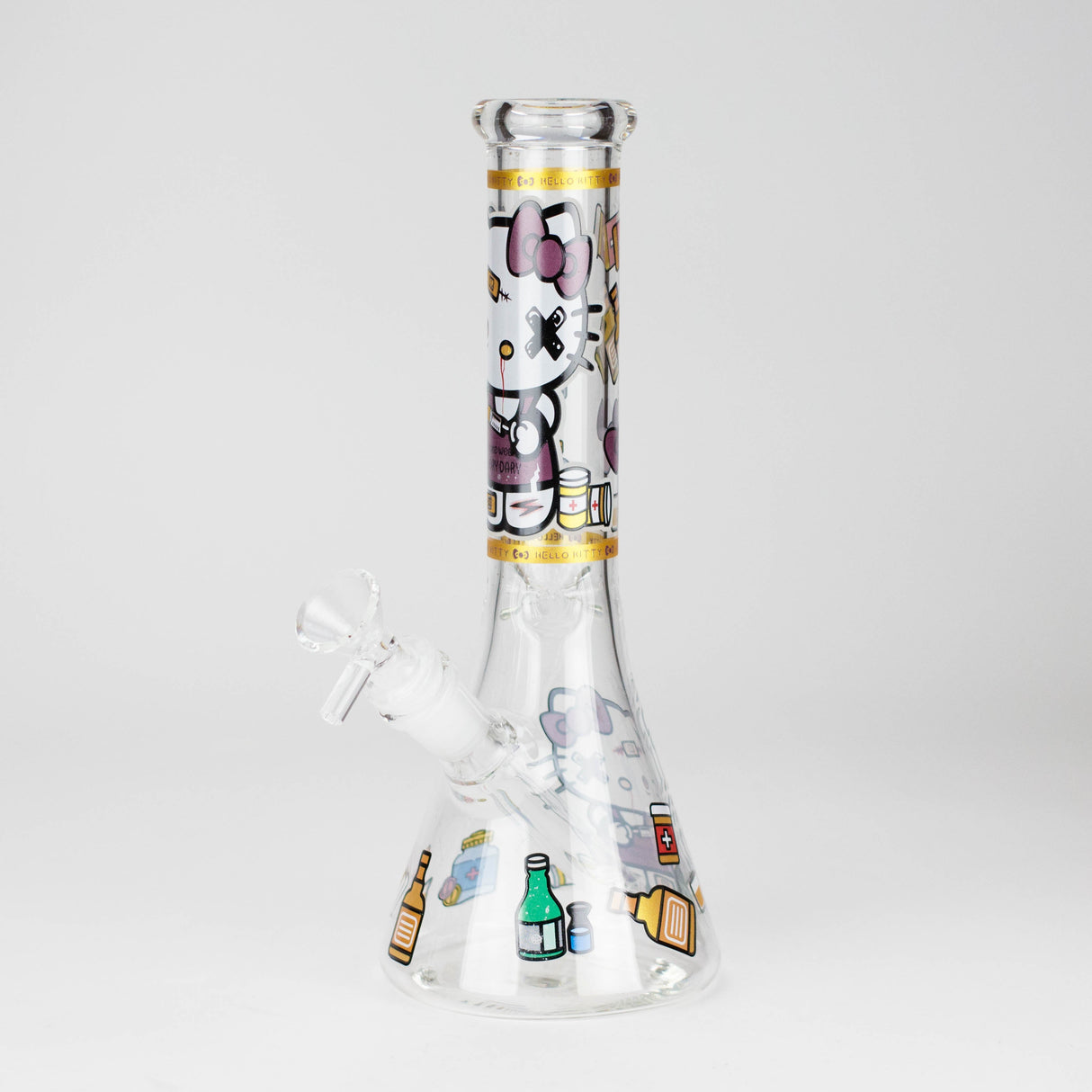 10" Wild Kitty Design Glass Beaker Bong Glass Bong 777 Smoke Design2