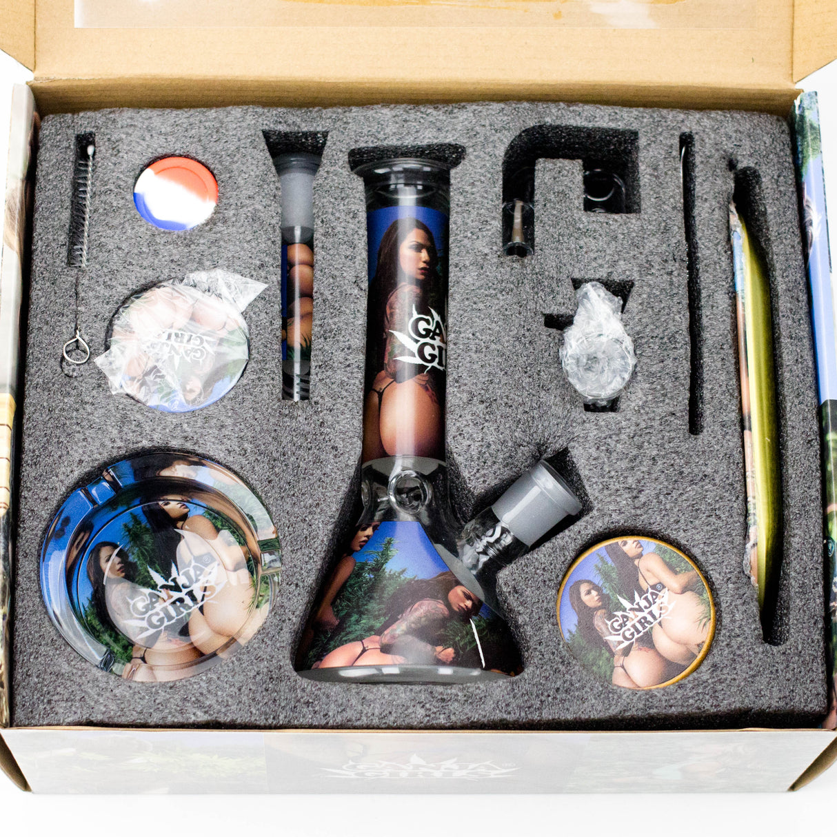 10-in-1 Smoke Set Complete Smoking Kit with 8" Glass Bong Glass Bong 777 Smoke Girls