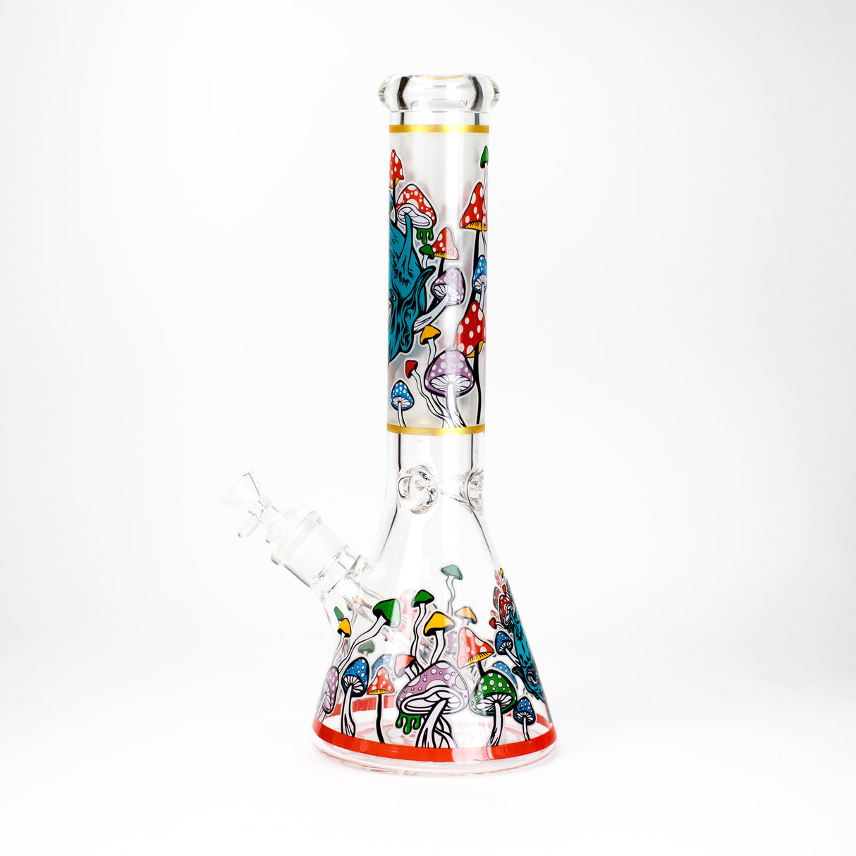 14" Mushroom Skull Design 7mm Thick Heavy Duty Glass Beaker Bong - Glow in the Dark Glass Bong 777 Smoke