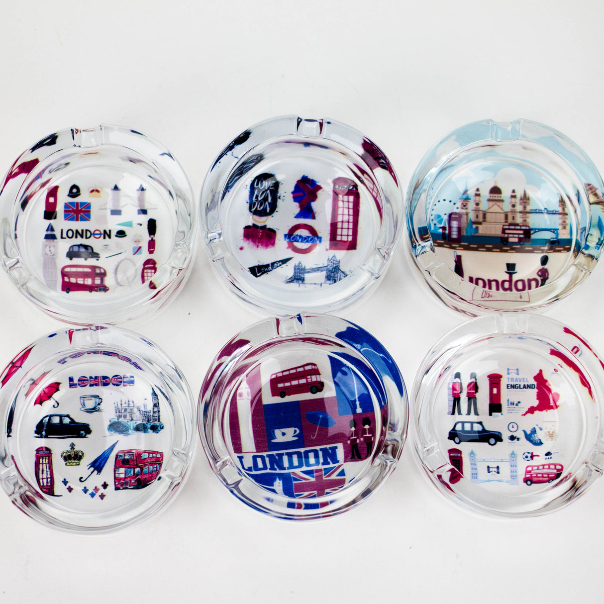 Premium Glass London Design Ashtray Box of 6