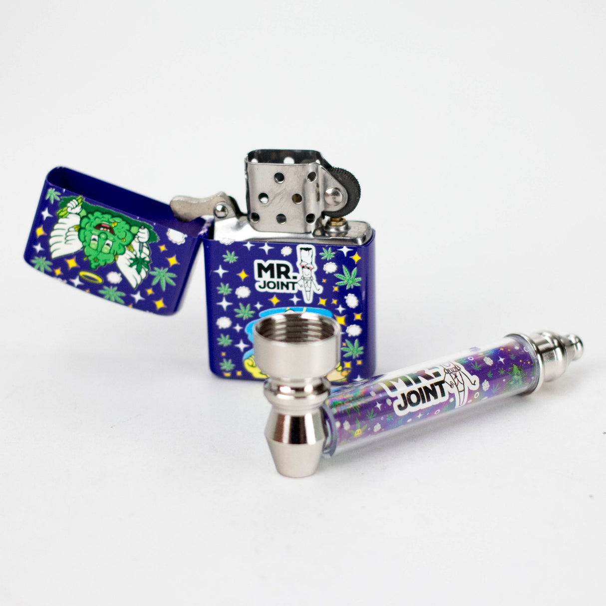 Metal Pipe & Zippo-Style Lighter Gift Set With Display Shelf – Box of 24