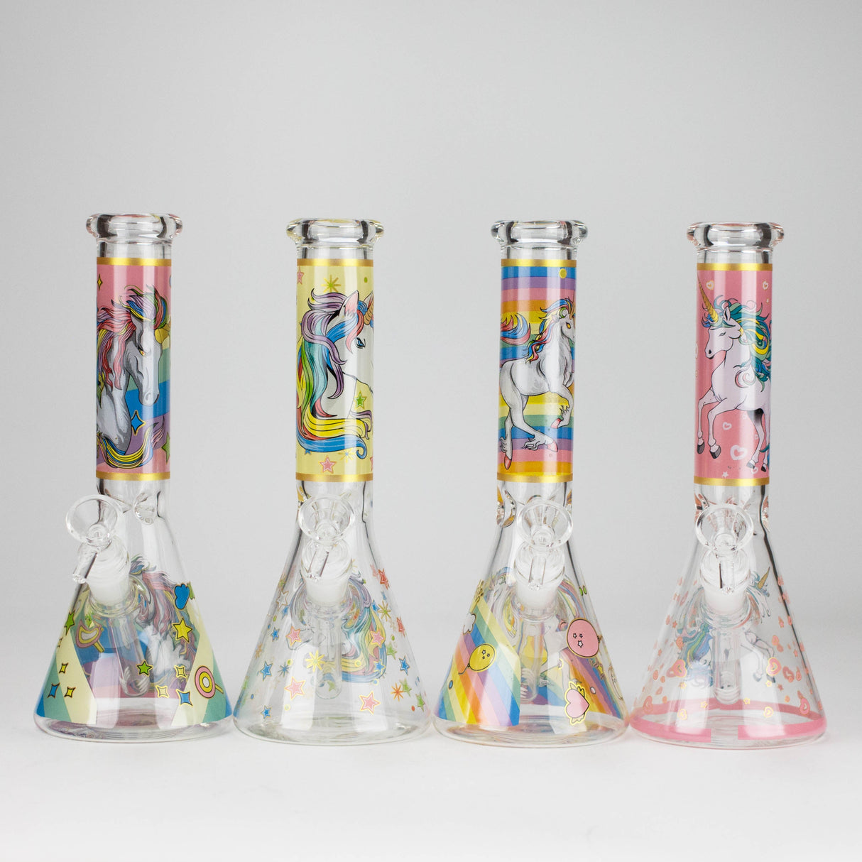 10" Unicorn Design Glass Beaker Bong