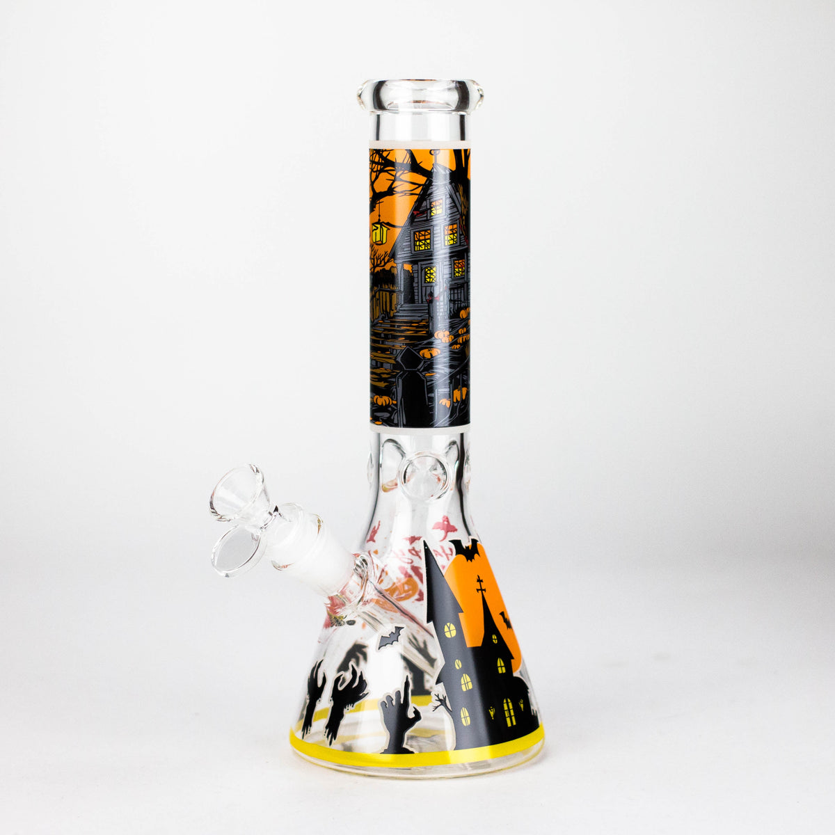 10" Halloween Design Glass Beaker Bong-Glow in the dark Glass Bong 777 Smoke Design2