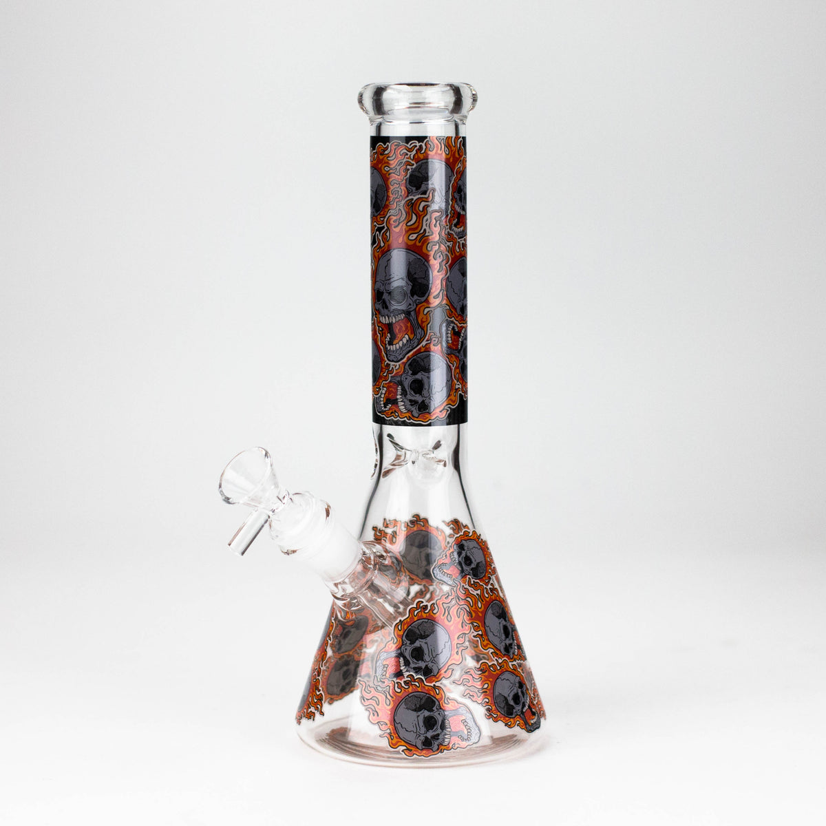 10" Furious Skull Design Glass Beaker Bong-Glow in the dark Glass Bong 777 Smoke Design1