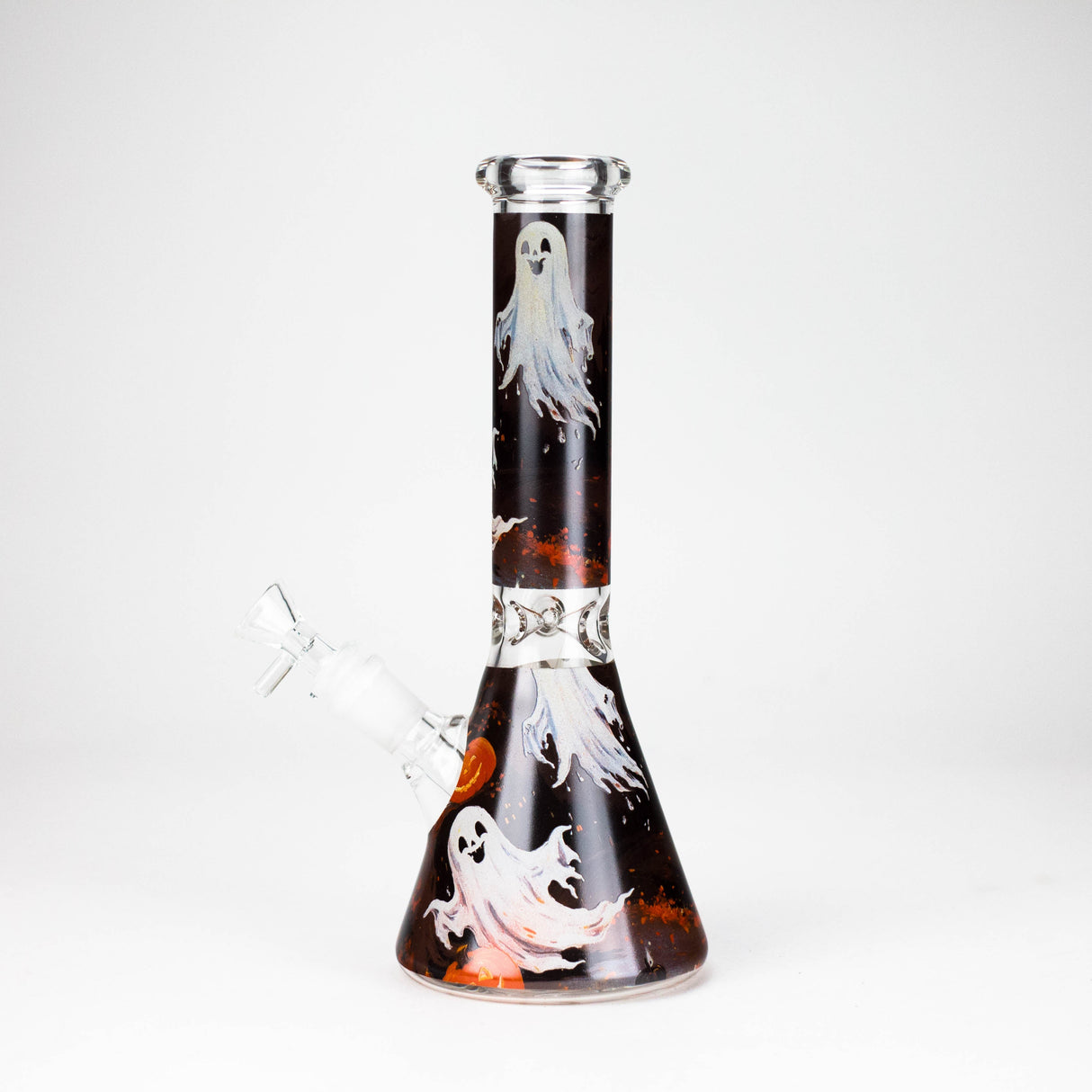 10" Cute Ghost Design Glass Beaker Bong-Glow in the dark Glass Bong 777 Smoke