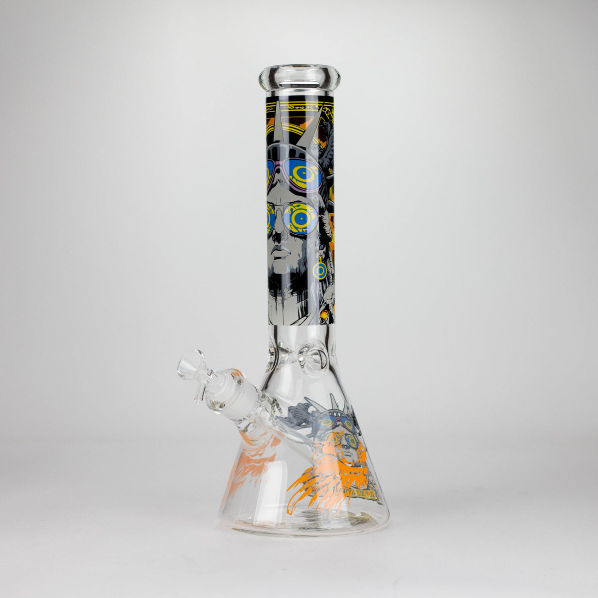 14" The Liberty Is Dead Design 7mm Thick Heavy Duty Glass Beaker Bong Glass Bong 777 Smoke Design3
