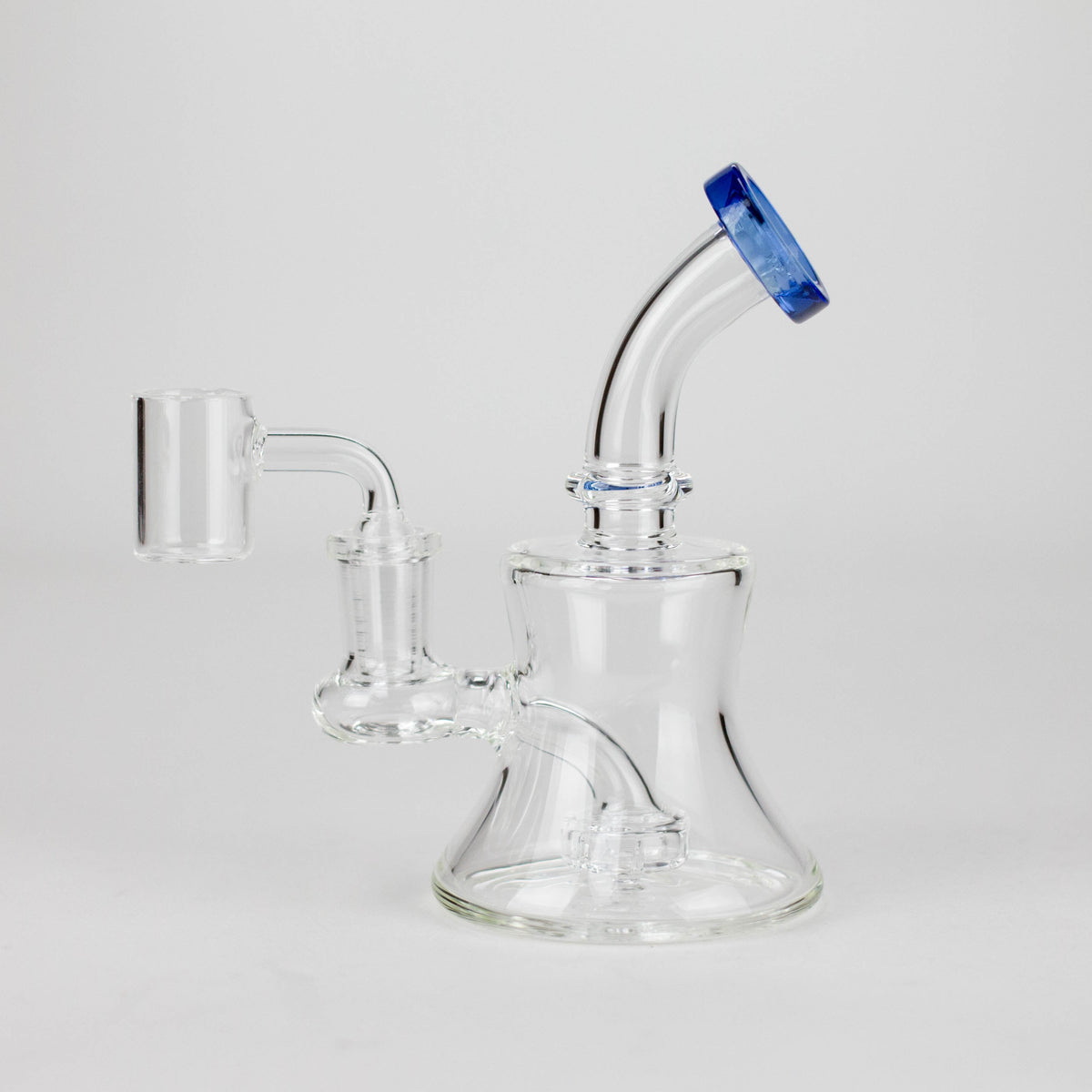 6" 2-in-1 Color Accented Mini Rig with Perc, Banger & Bowl Included Glass Rig 777 Smoke