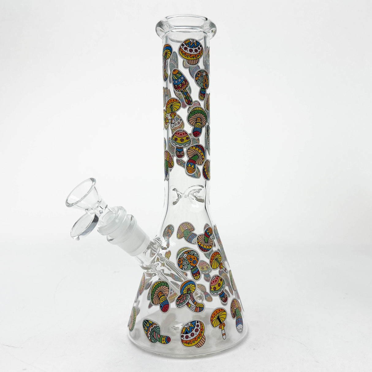 10" Cartoon Mushroom Design Glass Beaker Bong – Glow in the Dark Glass Bong 777 Smoke Design1
