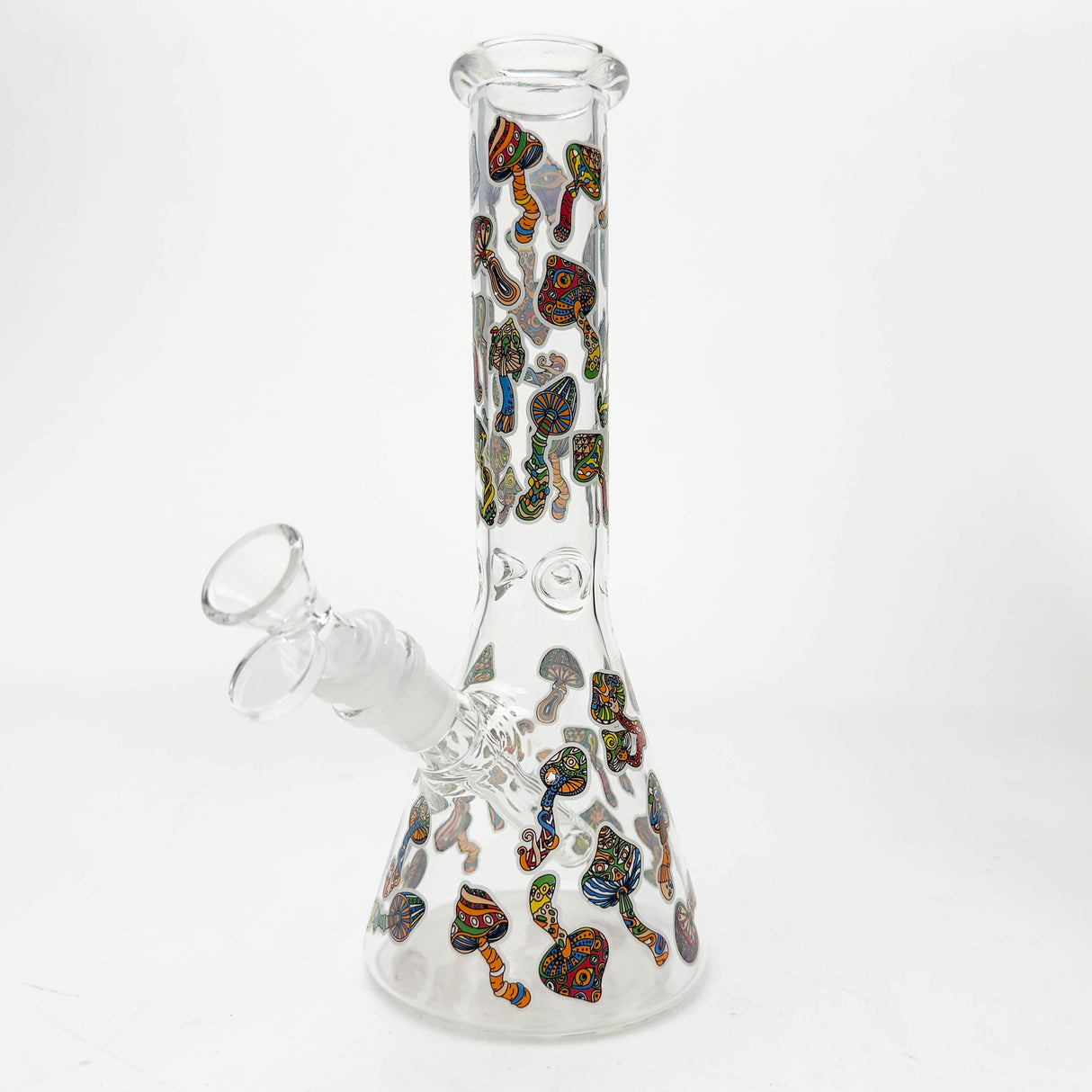 10" Cartoon Mushroom Design Glass Beaker Bong – Glow in the Dark Glass Bong 777 Smoke Design3