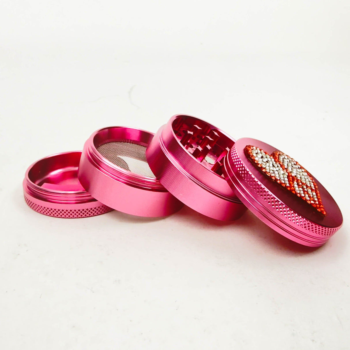 2" Valentine’s Day Design Aluminum Pink Grinder – 4-Layer (Box of 12) Display Pack 777 Smoke