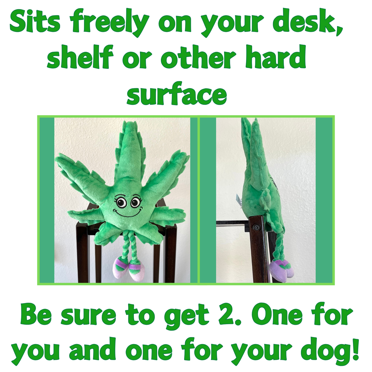 Mary Jane the Marijuana Leaf - Squeaky Dog Toy & Shelf-Sitter Plushie - 13" For Pet PAW20