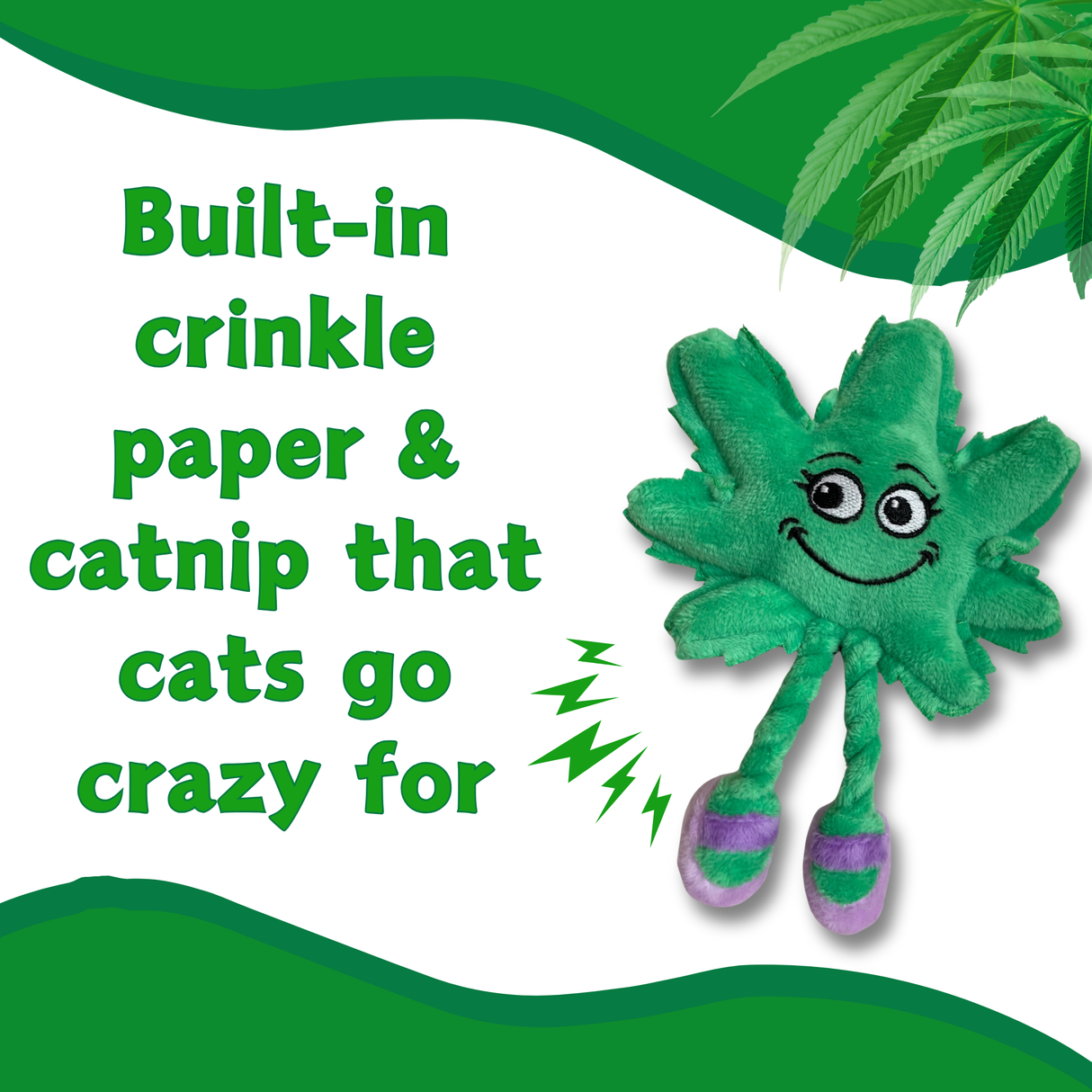 Lil' Mary Jane the Marijuana Leaf - Plush Catnip Cat Toy - 6" For Pet PAW20