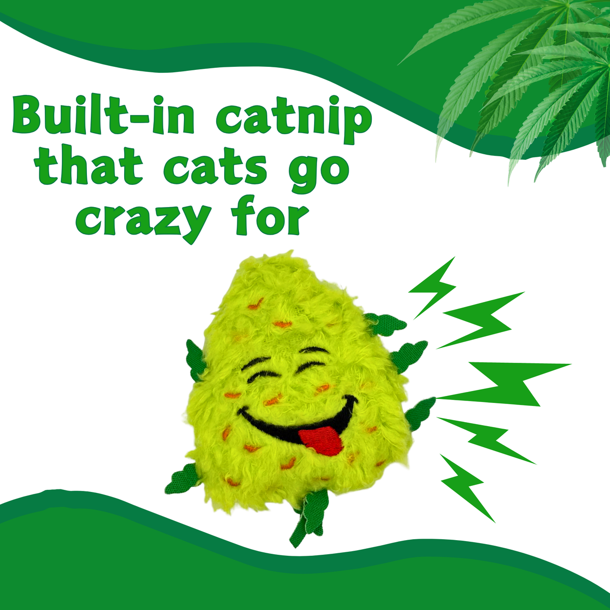 Bud Jr. the Weed Nug - Plush Catnip Cat Toy - 3" For Pet PAW20