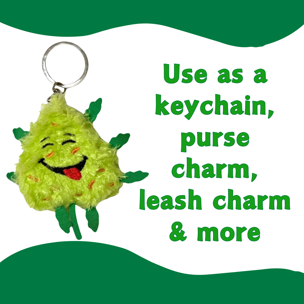 Bud the Weed Nug Keychain - Stuffed Parody Pot Nug - 2" Stationery · Accessory PAW20