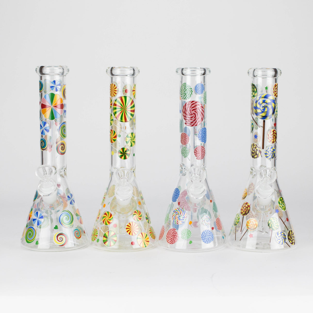 10" Glass Beaker Bong – Lollipops Design (Glow in the Dark) Glass Bong 777 Smoke
