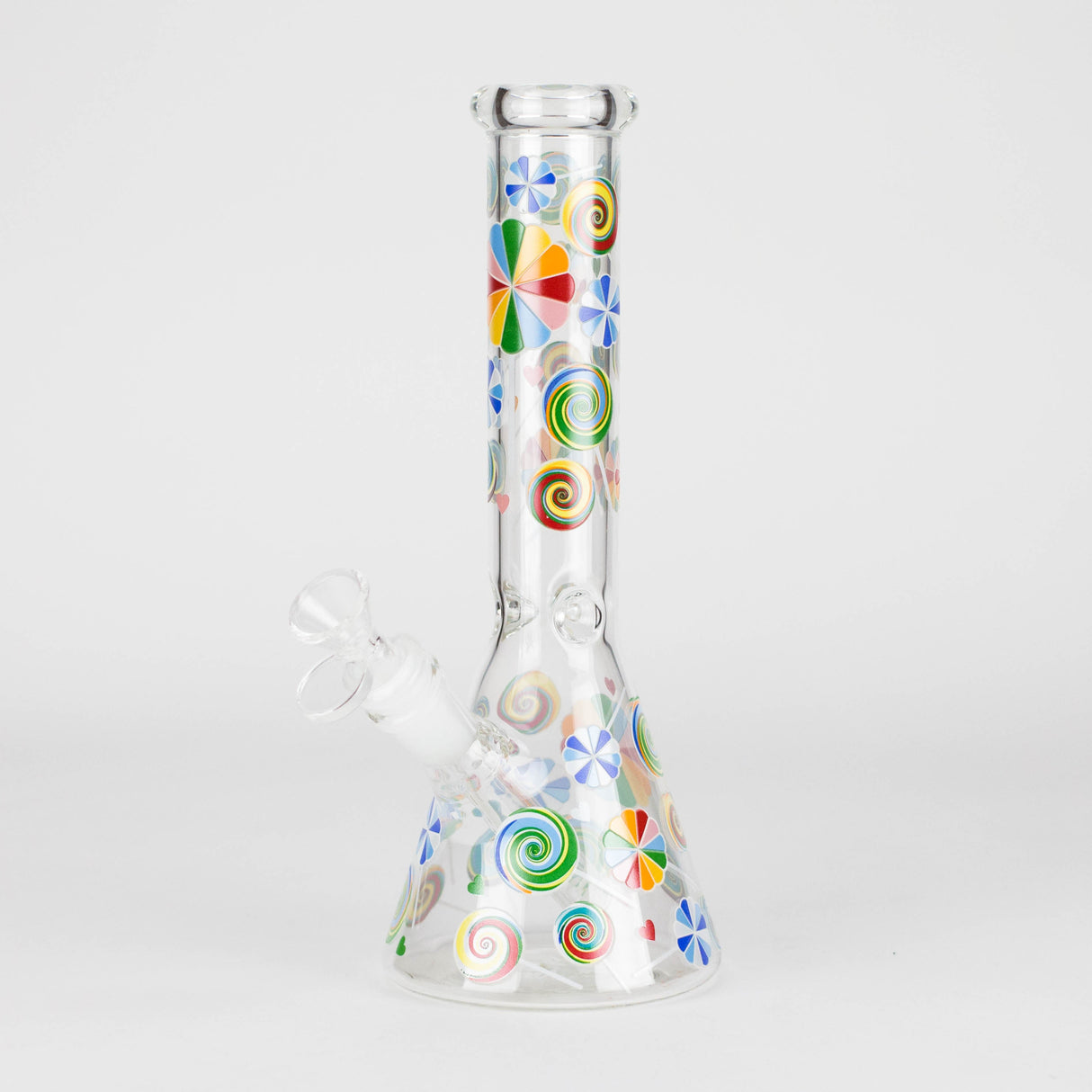 10" Glass Beaker Bong – Lollipops Design (Glow in the Dark) Glass Bong 777 Smoke Design1