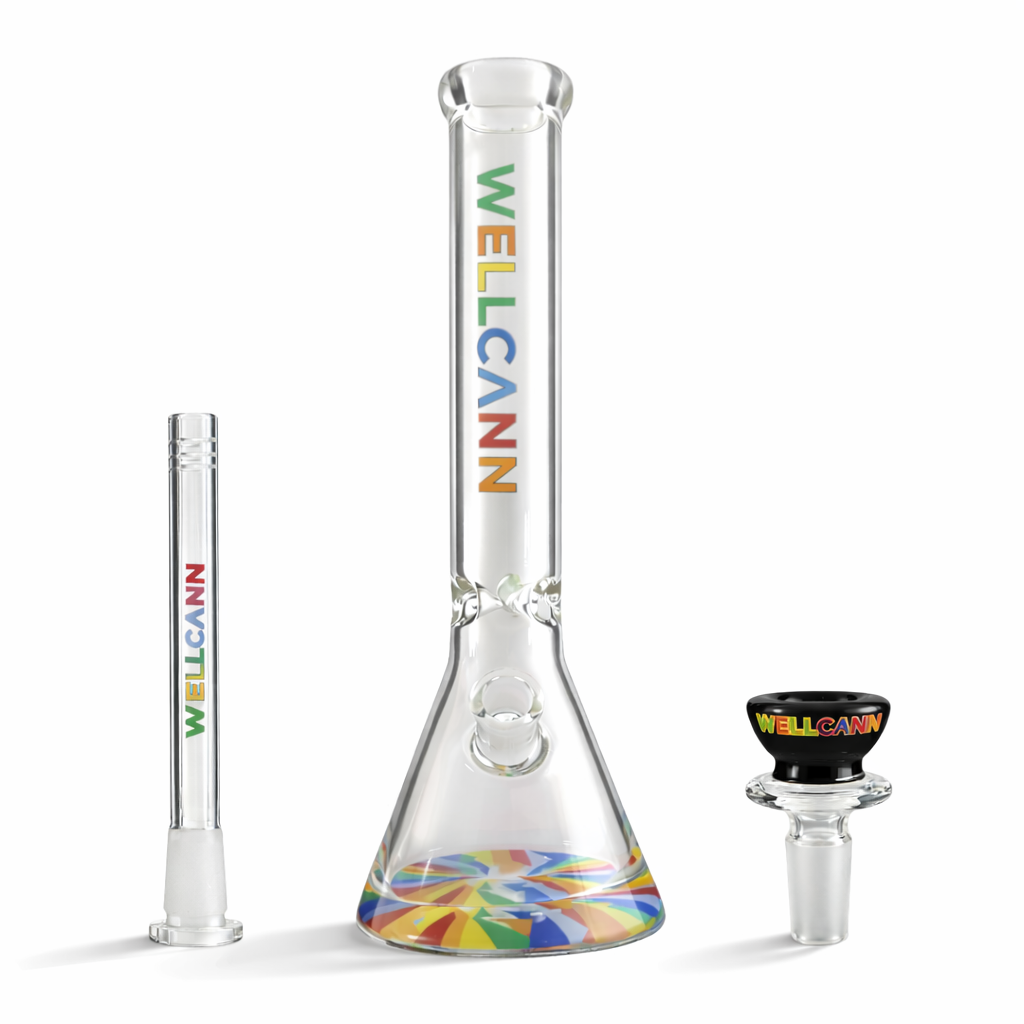 WELLCANN | 15" Heavy Duty Thick Base Beaker Rainbow Glass Bong Super Supplys Inc