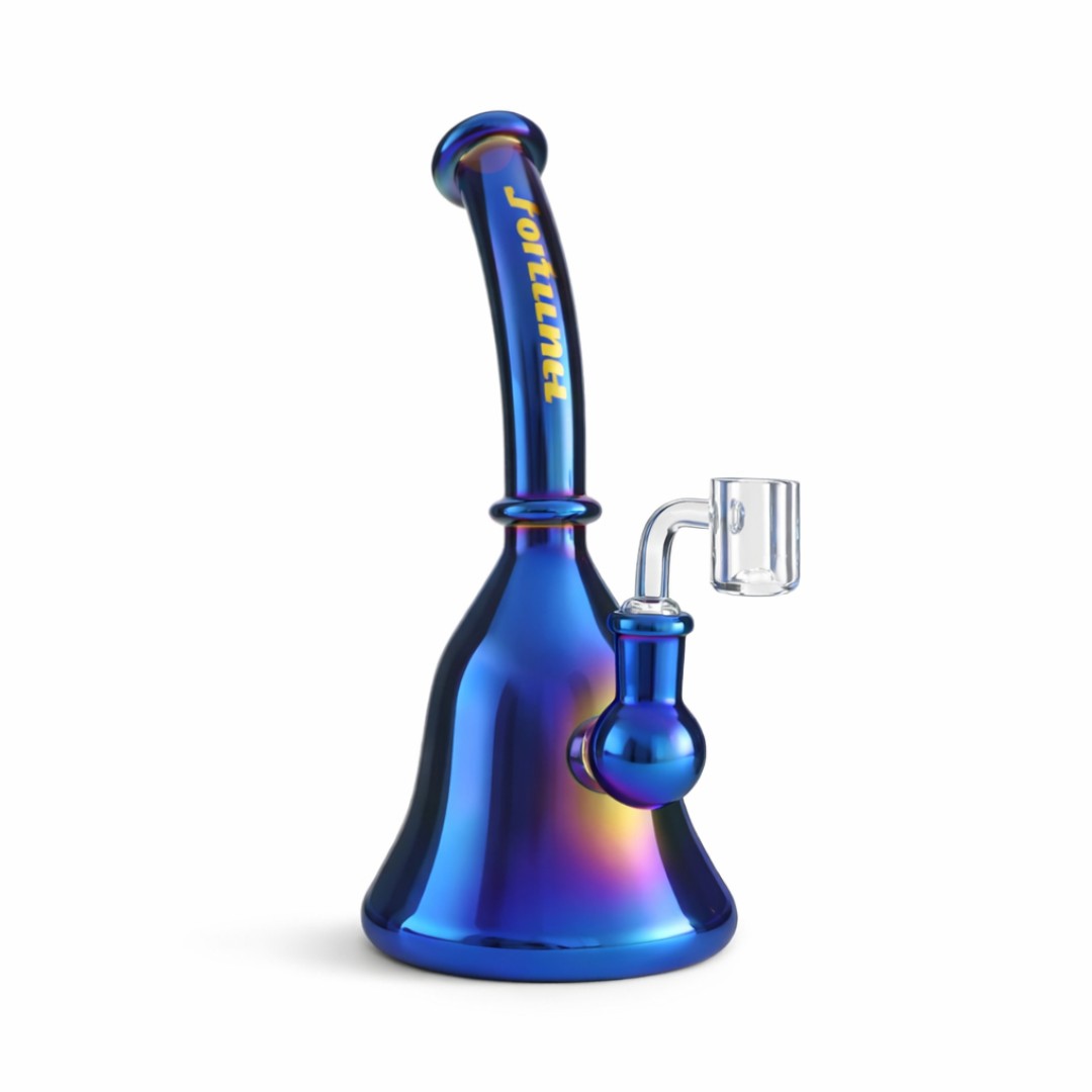 Fortune | 9" Iridescent Glass Rig Glass Bong Fortune Electric Blue