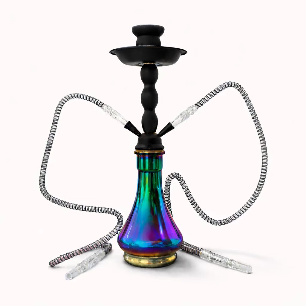 18" Dual-Hose Iridescent Glass Hookah Hookah Super Supplys Inc