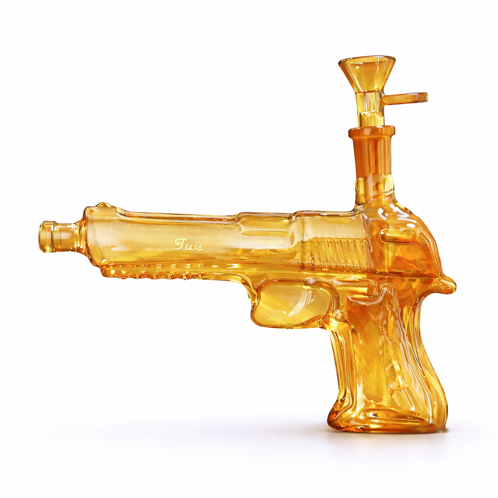 Fortune | 8″ Desert Eagle Electroplated Waterpipe Glass Bong Fortune Amber