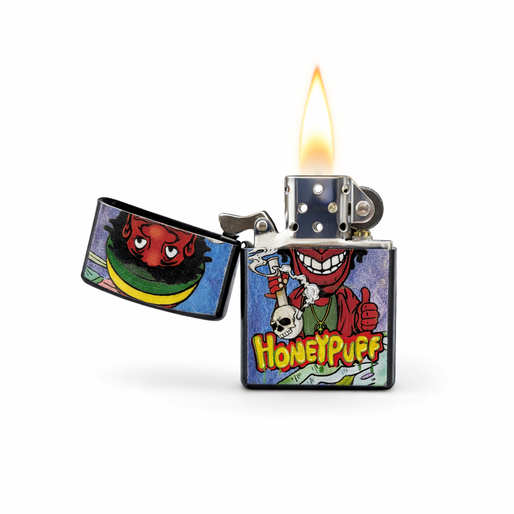 Honeypuff Metal Oil Lighter – 24PC Assorted Graphic Display Lighter Super Supplys Inc