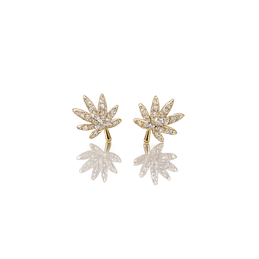18K GOLD CANNABIS LEAF EARRING Jewelry The Kush Girls