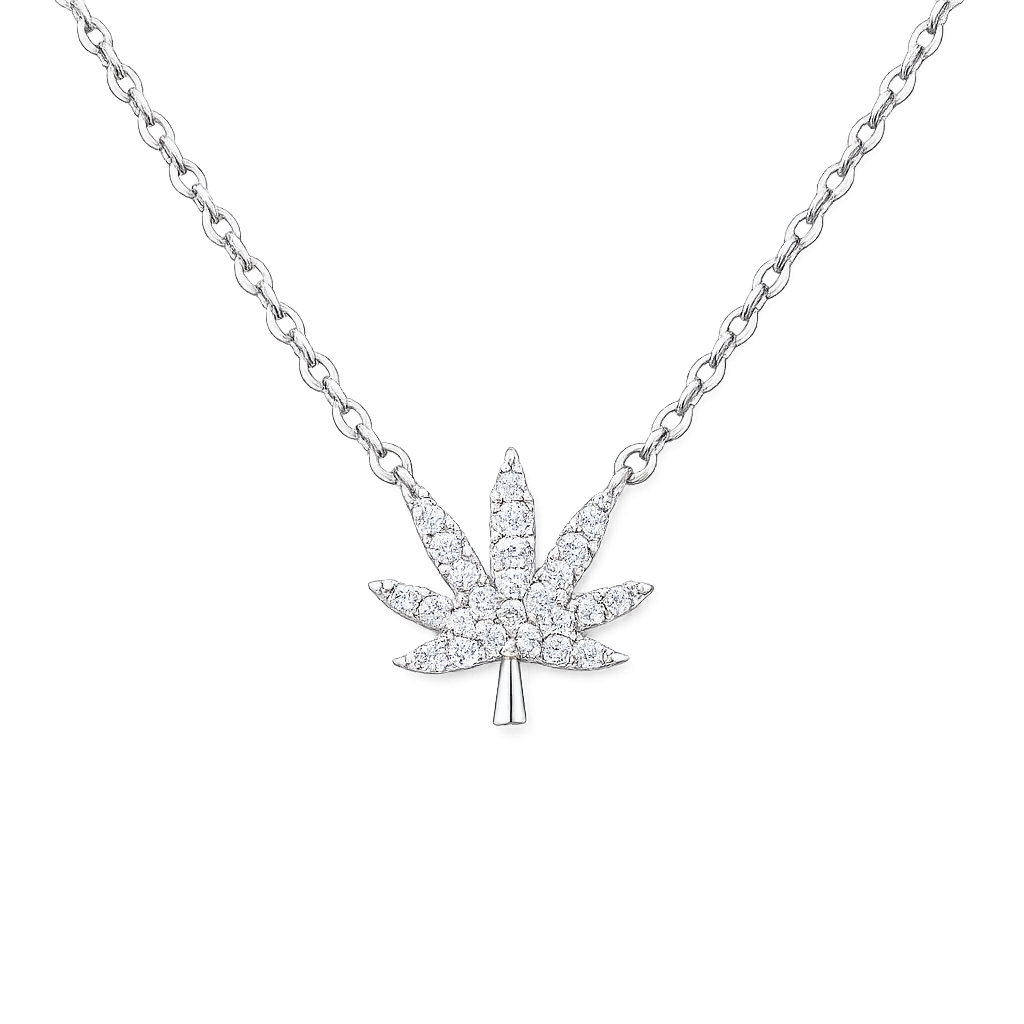 SILVER CANNABIS LEAF NECKLACE Jewelry The Kush Girls