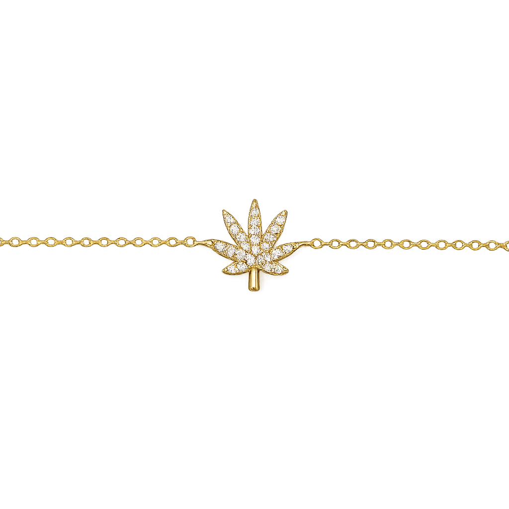 18K GOLD CANNABIS LEAF BRACELET Jewelry The Kush Girls