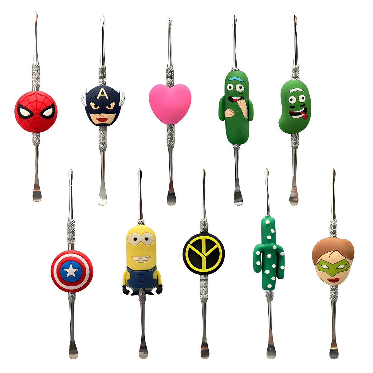 Cartoon Silicone Dabber Set – 30 PCS Jar Cap · Dabber · Insert · Clip · Nail Super Supplys Inc
