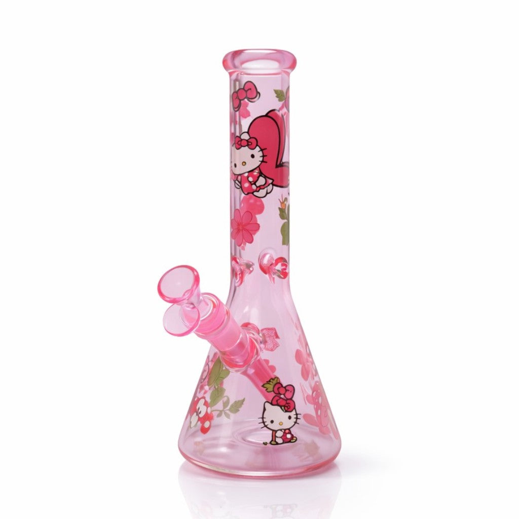 10" Pink Kitty Beaker Bong Glass Bong Super Supplys Inc Pink