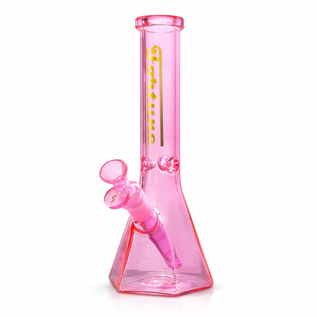 Fortune | 10" Pyramid Beaker Bong Glass Bong Fortune Pink