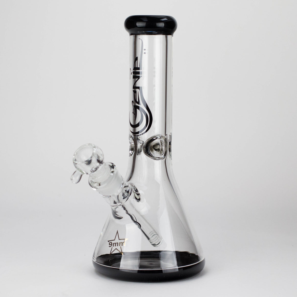 Genie | 12" Classic Beaker Bong – 9 mm Thick Clear Glass ( F7-001 ) Glass Bong ONE Black