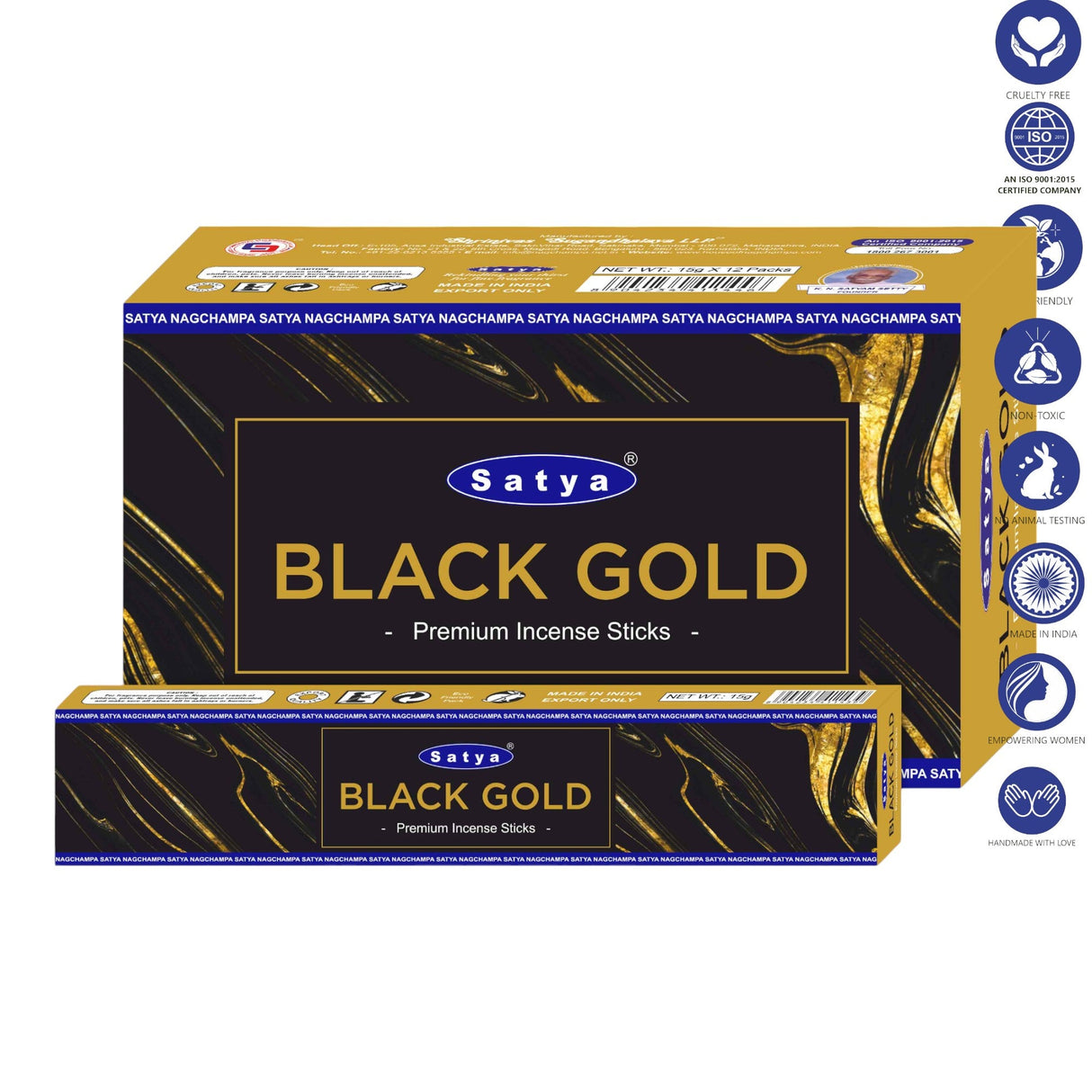 Satya | Incense Sticks 15g Incense SunGlow Black Gold Premium