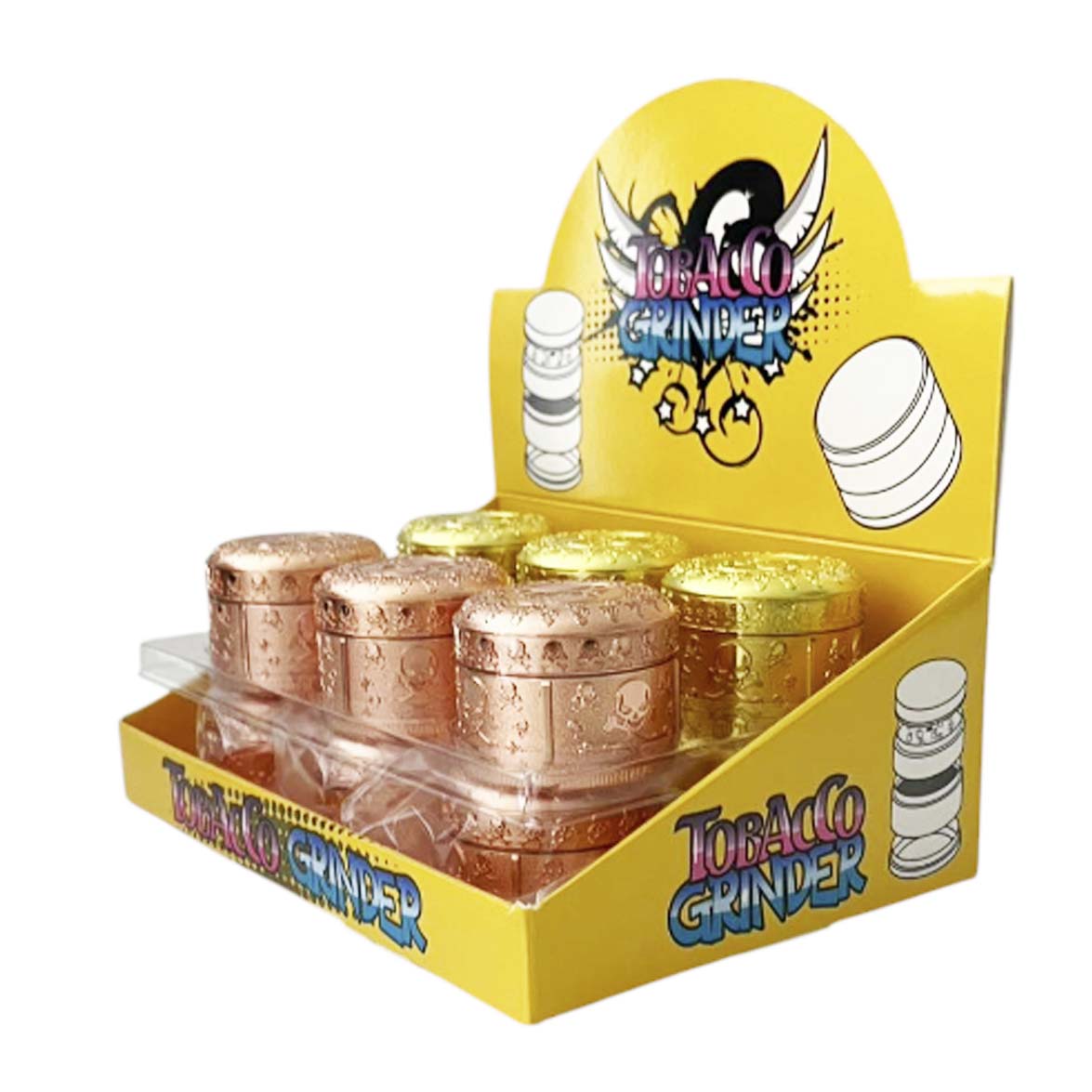 52mm*41mm Zinc Monarch Skull Grinder-4 Parts-Assorted-12 CT Display Pack Super Supplys Inc